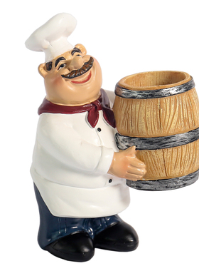 寓居牙签罐名片夹厨师人物小摆件