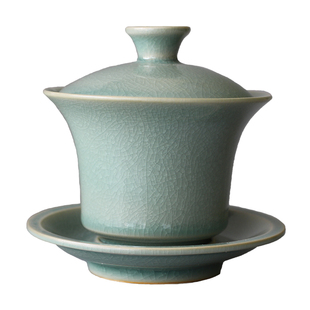 伊品汝瓷原产地宝丰清凉寺汝窑仿古天青釉盖碗汝瓷茶具冰裂纹开片