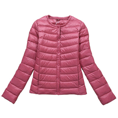 轻薄型短款女士羽绒服修身无领