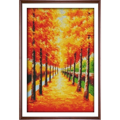 金秋风景十字绣黄金满地新款刺绣