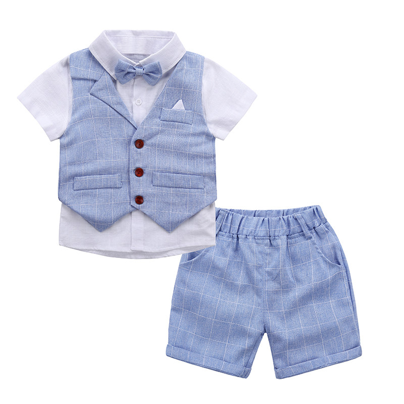 夏装礼服小孩马甲1岁短袖三件套