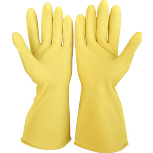 威蝶乳黄色加厚乳胶牛筋手套家庭工业防护洗衣洗碗护手橡胶手套