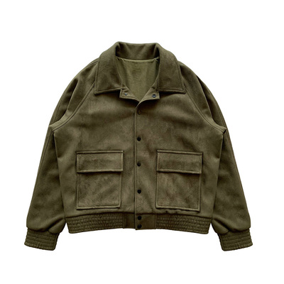 【断码清仓特价款】arnodefrance麂皮绒Over版型潮牌短款夹克外套