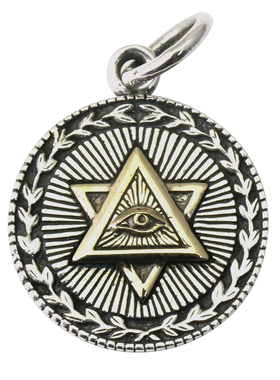 纯银上帝之眼圆形六芒星项链吊坠