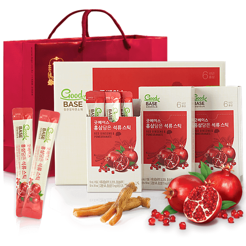 高丽参正官庄韩国红石榴液饮品红参液6年根人参茶礼盒装10ml*30条