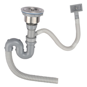 水槽下水器单槽配件不锈钢提篮防臭堵软管套装厨房洗菜盆S湾管