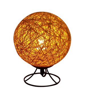 卧室床头小夜灯创意遥控可调光LED麻球藤艺麻线藤球生日礼物台灯