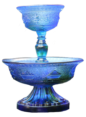 古法真琉璃护法杯藏传八吉祥护法供杯密宗佛堂供具法器用品