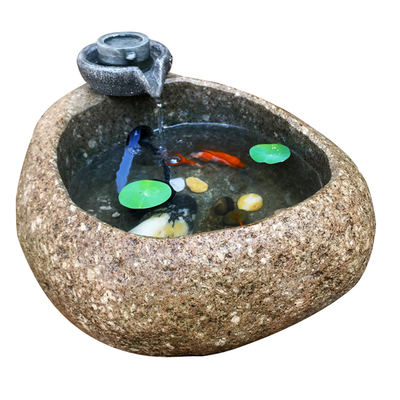 天然石头流水摆件招财石来运转