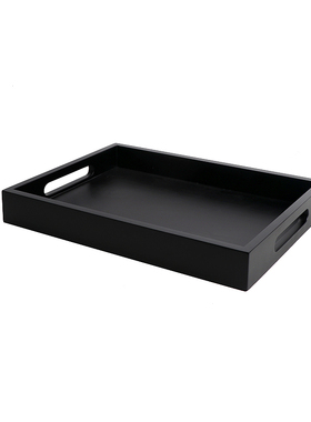 新中式风黑色木质收纳盘软装饰品