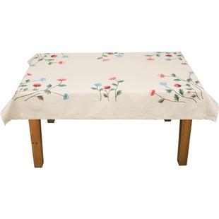 棉麻鲁绣绣花田园台布长方形多用盖布欧式西餐桌布客厅布艺茶几布