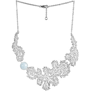 如此银作原创设计海蓝宝石纯银项链女锁骨链银饰结婚气质配饰礼物