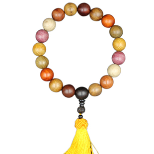 多宝木珠20mm手持18颗天然红檀黑檀绿檀木念珠佛珠汽车车挂流苏款