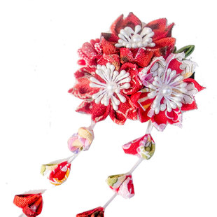 和风发饰樱花细工花簪布花头花