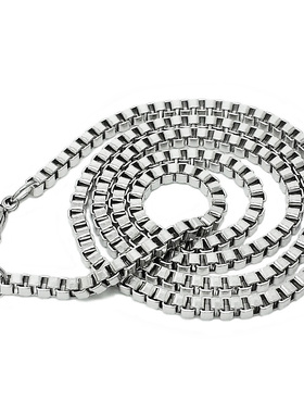 钛钢盒仔男士不锈钢加长款项链