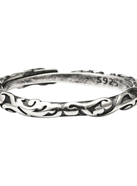 复古风做旧祥云纹浮雕饰品戒指环