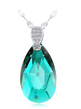 绿色S925银项链毛衣链女水晶