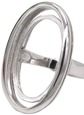 925银镀白金戒指空托欧美蜜蜡