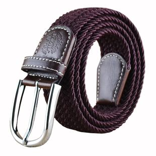 松紧弹力帆布腰带男潮年轻人休闲针扣编织皮带女牛仔裤百搭裤带窄