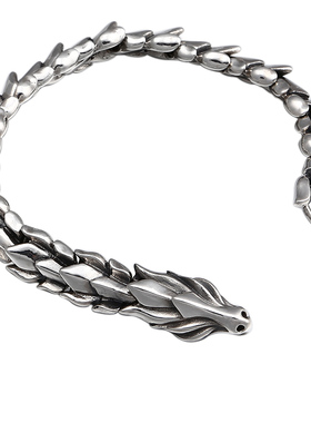 纯银复古男士街头风龙手链