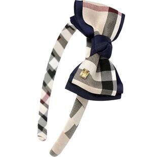 韩国格子发箍带齿甜美淑女气质蝴蝶结压发布艺欧美风简约发卡头箍