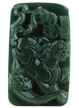 天然和田玉麒麟挂件招财貔貅吊坠