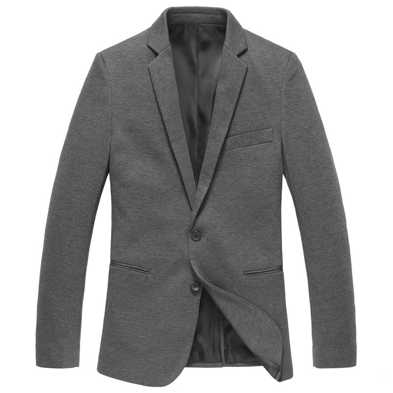 秋季潮款男装外套上衣韩版时尚针织休闲两粒扣西服修身灰色小西装