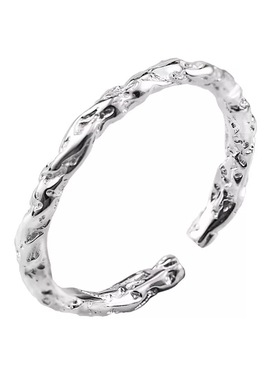 个性褶皱糖纸设计925女开口戒指