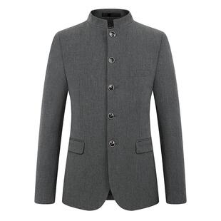 新式中山装男西服套装潮流青年痞帅气中华立领婚礼唐装修身小西装