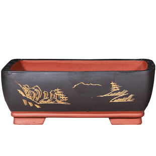 宜兴特价紫砂花盆景盆马槽长方盆清仓处理树额外占座武术功力布艺