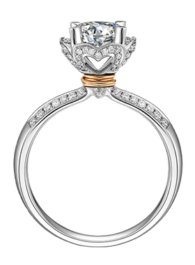 爱心手捧花s925银戒女全新钻戒