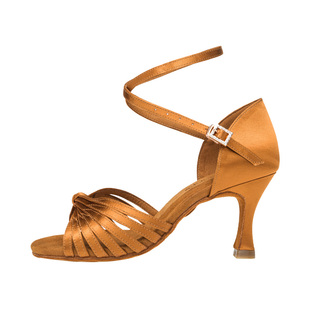 拉丁舞鞋女士软底中高跟夏天专业教师演出广场真皮ld成人交谊跳舞