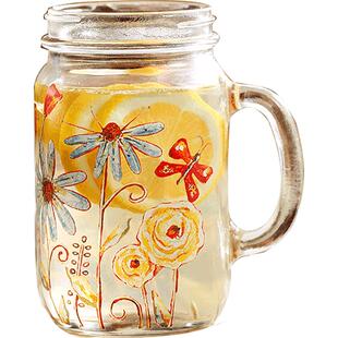 爱屋格林公鸡杯带盖创意玻璃水杯梅森杯子啤酒杯玻璃杯大容量0.8L