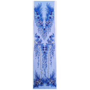 长款领子蕾丝花朵钉珠绣花刺绣布贴补丁贴花衣服装饰婚纱礼服辅料