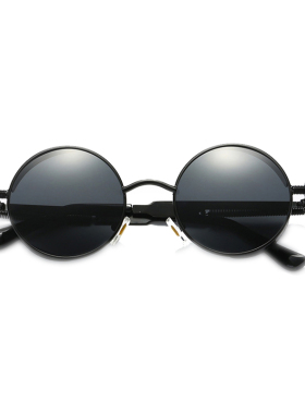 金属太阳镜偏光朋克圆形