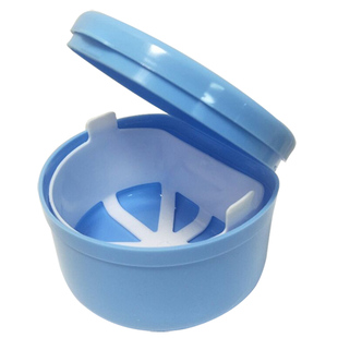 包邮 双层带网全口假牙盒 义齿盒保持器假牙清洗浸泡盒 送小刷子