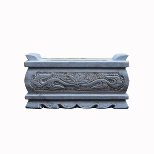 青石香炉天然大理石头汉白玉雕刻定做墓地祭祀花瓶石雕 墓碑狮子