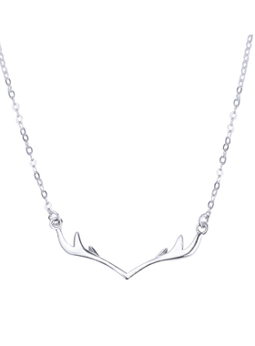 古觉纯银小鹿角吊坠迷雾森林项链