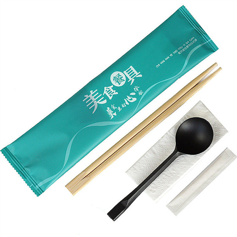 一次性筷子四件套筷叉勺子外卖手套牛皮纸湿纸巾餐具套装样品包邮