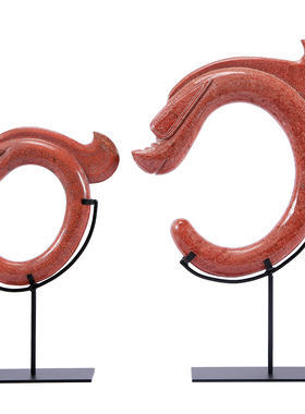 新中式动物摆件玉石玄关华伦复古