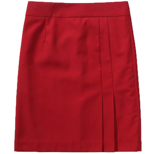 新款华夏银行行服一步裙柜台红色半裙华夏银行精品工装黑色女裙