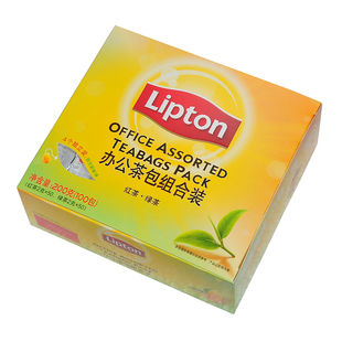 【芭恩茶业】立顿办公茶包组合装红茶绿茶袋泡茶 2克*100包/200克