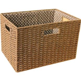 手工编织储物箱零食杂物收纳盒客厅茶几桌面无盖草编收纳筐编制框