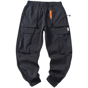 DEVILRAY国潮男装机能风九分裤显瘦春秋日系运动束脚宽松工装裤子