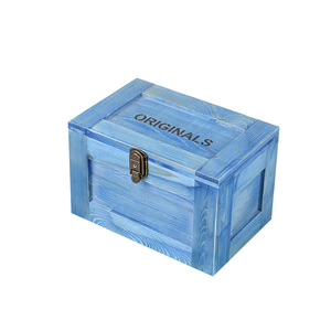 zakka欧式复古创意木质带锁收纳盒实木证件整理化妆盒 首饰盒木盒