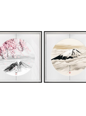 日式风禅意富士山居酒屋装饰画