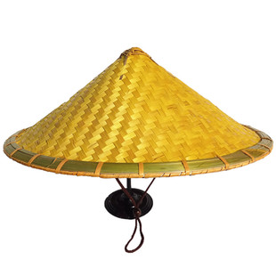 竹编帽大黄帽遮阳防晒斗笠帽男士钓鱼农民防雨帽舞台装饰红军竹帽