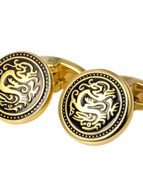 帅朗cufflink中国龙袖扣镀金色