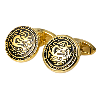 帅朗cufflink中国龙袖扣镀金色