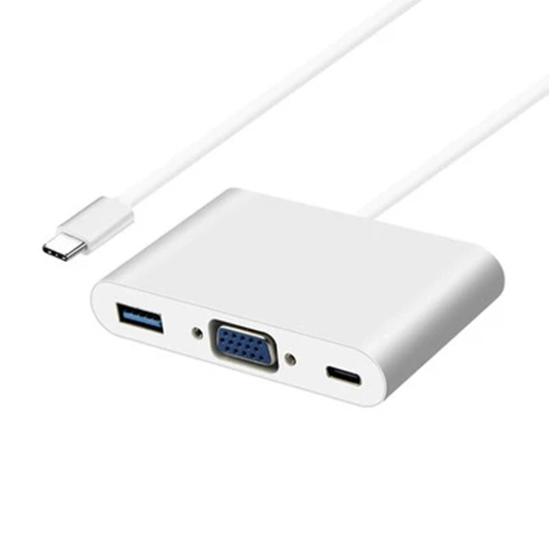 mac苹果笔记本转接头12寸macbookpro转换器Type-c转VGA投影仪USB